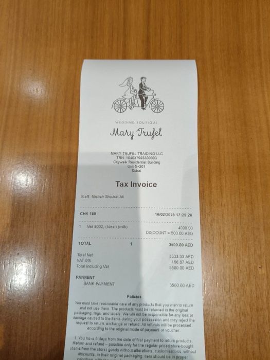 Voal cu dantela Mary Trufel Dubai