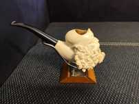Pipă din spumă de mare (Meerschaum) sculptată, cap de bărbat cu turban