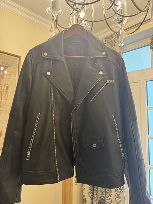 Geaca piele negru Mango