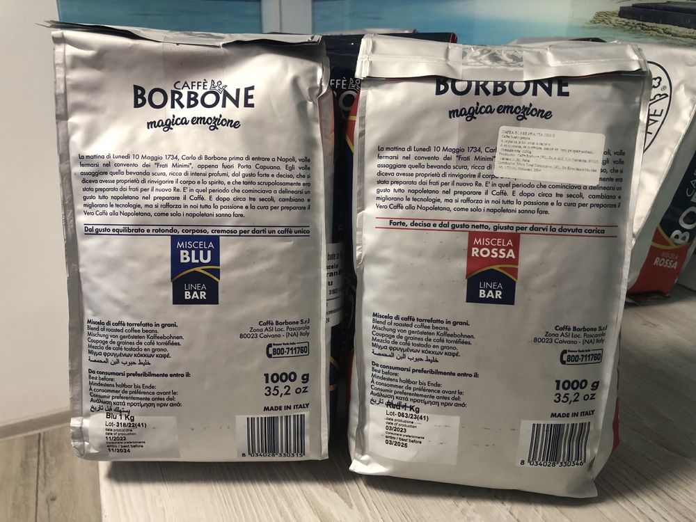 Cafea boabe Borbone selection Espresso intenso și Linea Bar red & blu