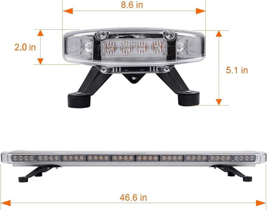 Аварийна сигнална лампа маяк буркан, 120 см, 12V 24V, 15 режима, жълта