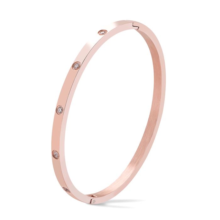 Bratara Model Cartier Slim cu Zirconia Auriu, Argintiu si Rose