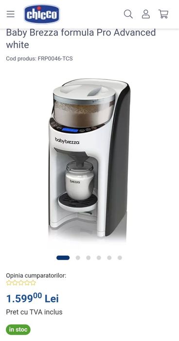 Expresor lapte praf BabyBrezza Formula Pro Advanced white