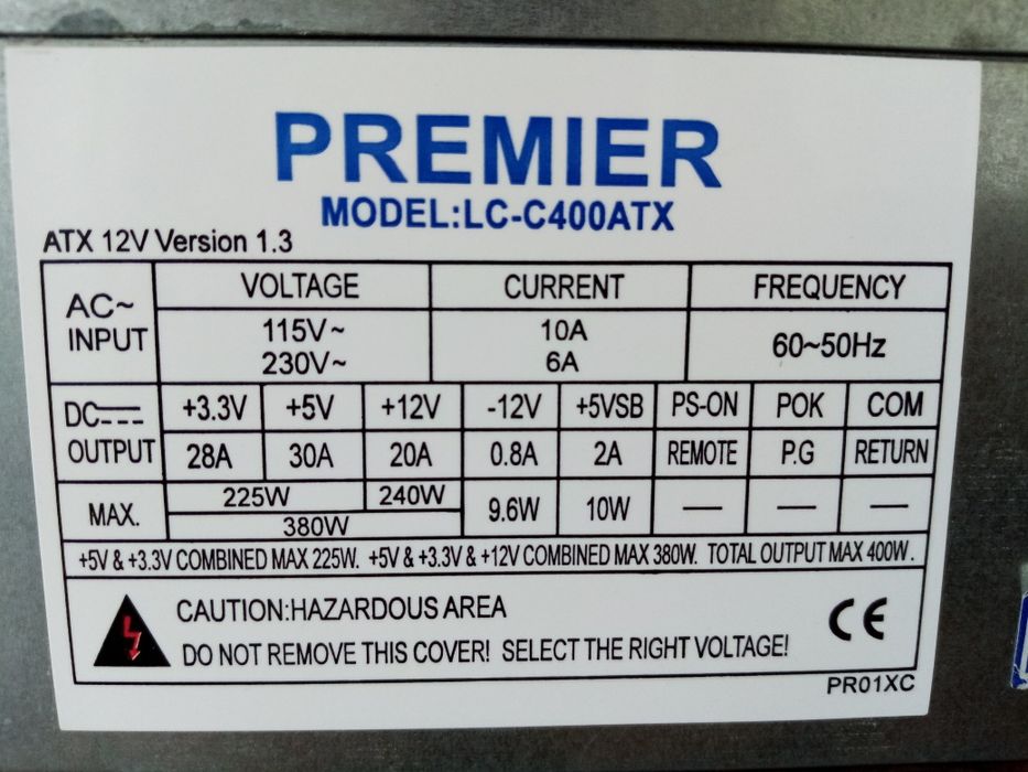 Sursa PC de alimentare PREMIER Model:LC-C400ATX, 400 W