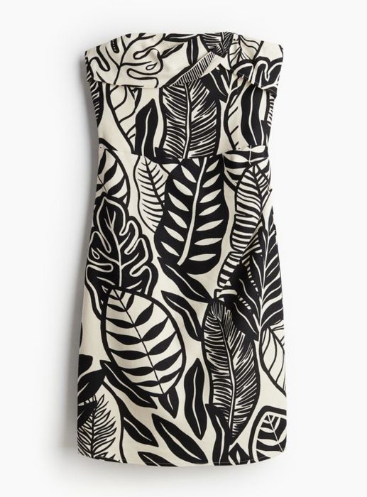 Рокля тип бандо от ленена смес H&M