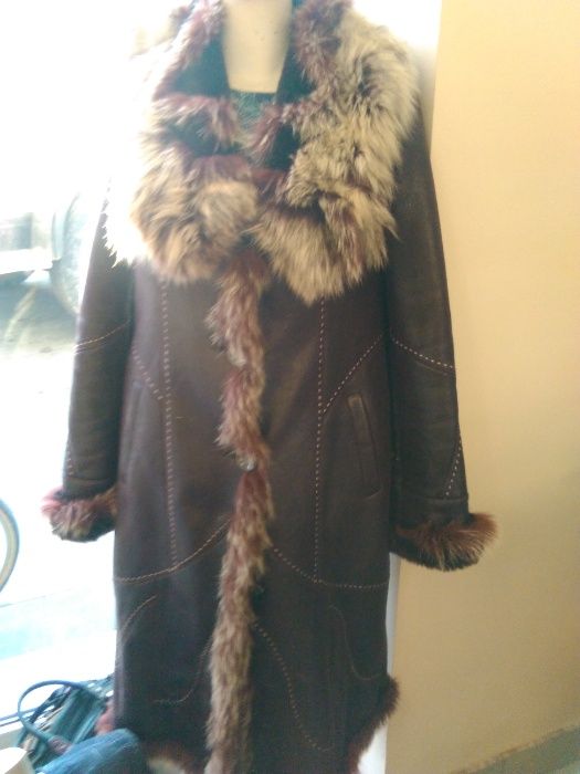 Vand cojoc modern palton cu guler de vulpe argintie