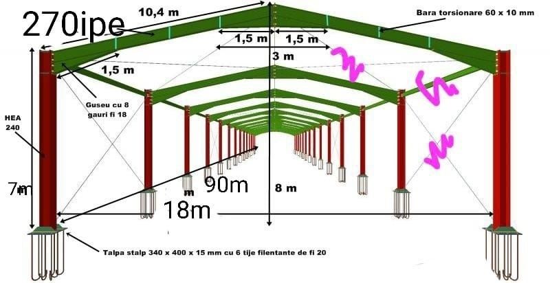 Vand hala metalică structura 20x30h6m si 12xx30
