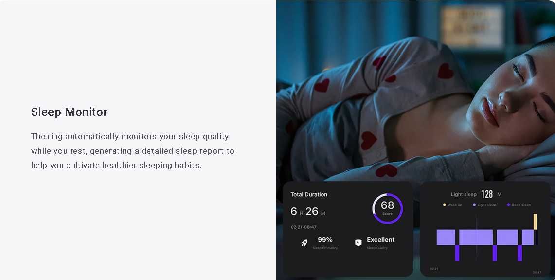 Умное кольцо  Smart Ring COLMI R09 Black, 11 размер