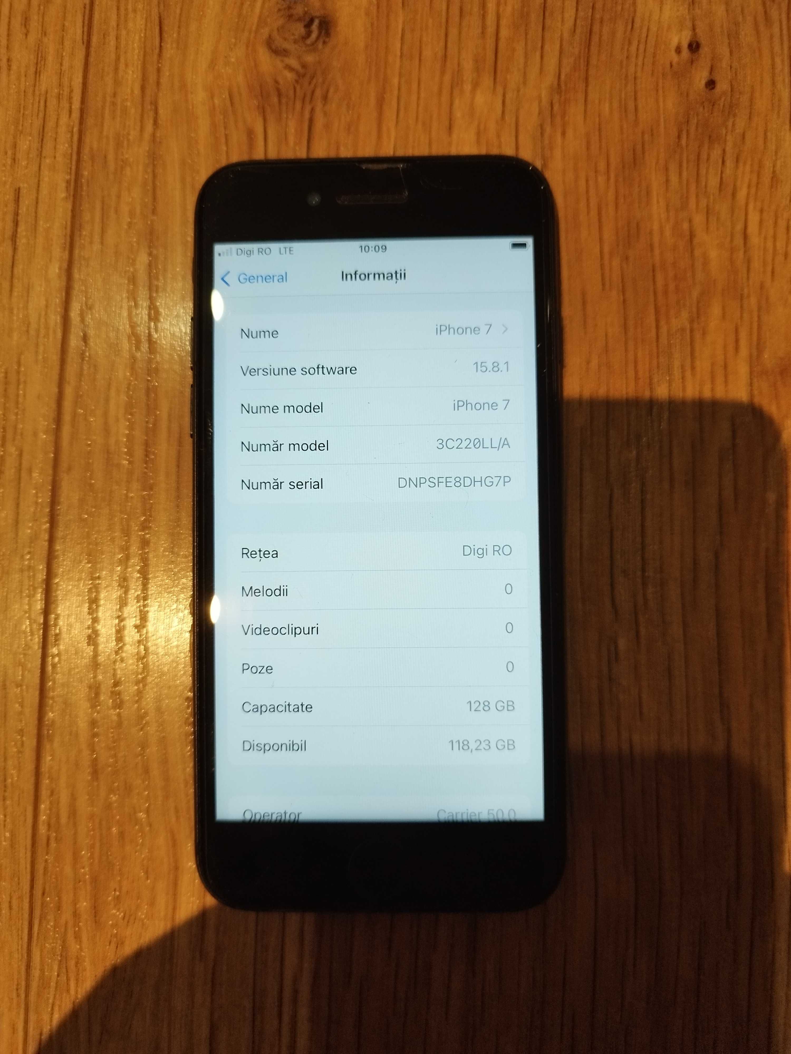 Iphone 7 negru 128 Gb Memorie fara defecte