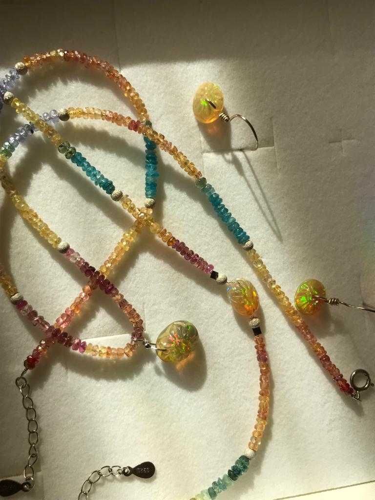 Set opal etiopian, safir galben, tanzanit, apatit, turmalina
