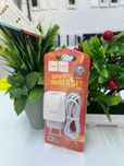 Set Incarcator Retea Hoco C73A 2xUSB + Cablu Date Type C, 1m, Alb