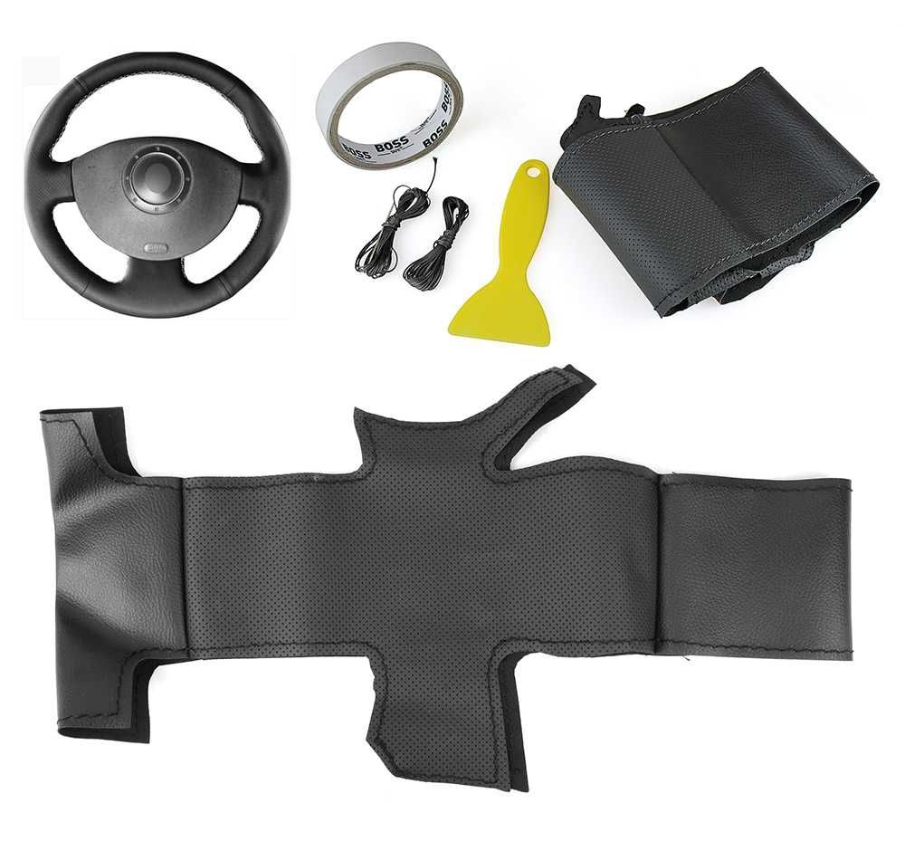 Кожен калъф за волан шиещ, Renault Megane 2, Scenic, Kangoo