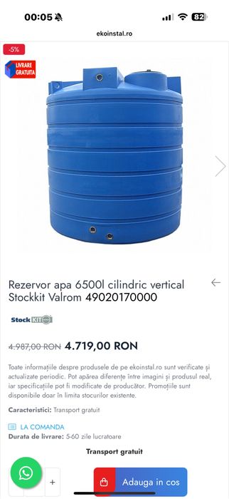 Vand bazin valrom 6500l