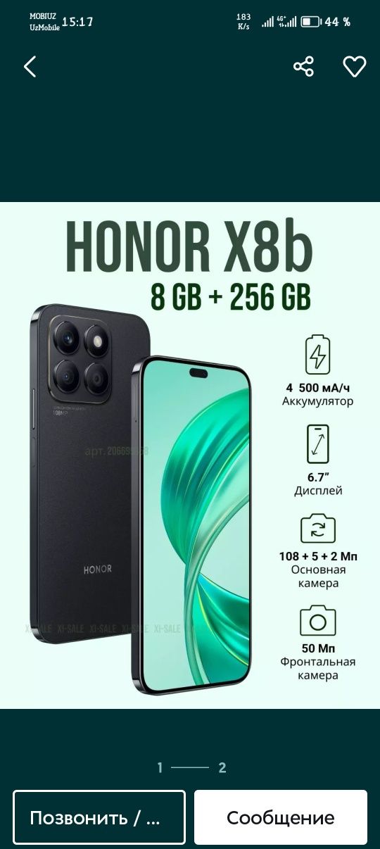 Honor x8b 8/256 sotiladi