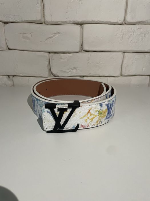 Curea Louis Vuitton White Multicolor cu cataramă LV neagră