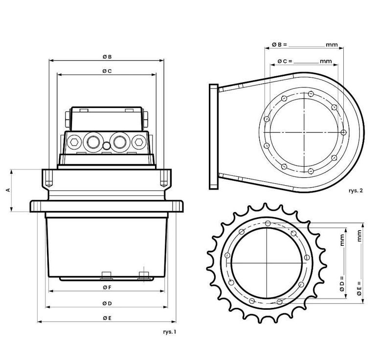 Transmisie finala pentru miniexcavatoare CASE CX18, CX18B