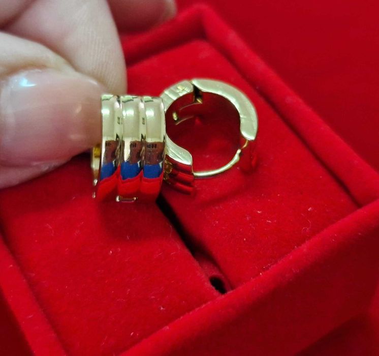 GP91,cercei placati aur 14k, incuietoare sigura, verigute solide,late