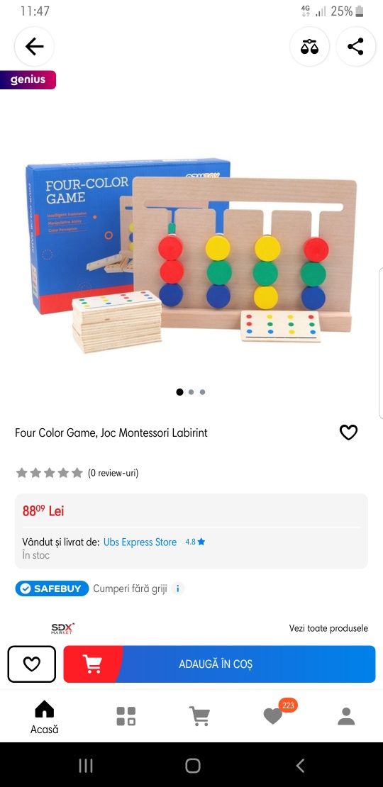Four color game, joc labirint Montessori