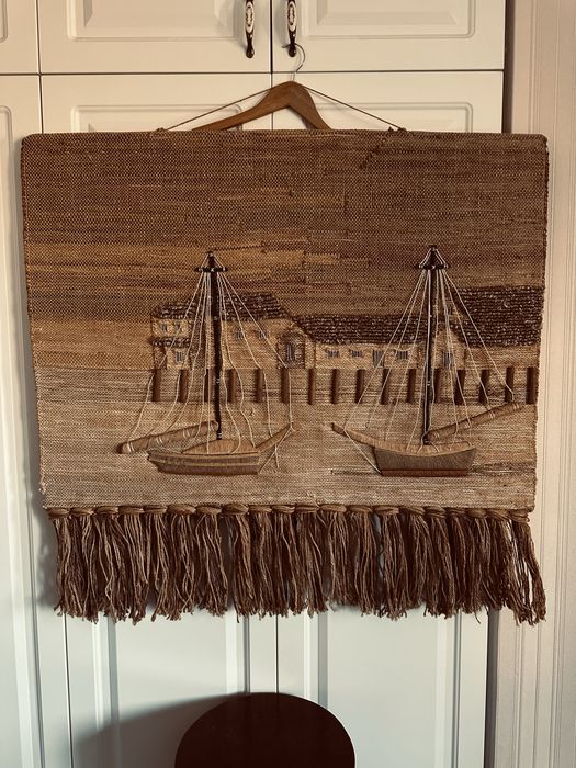 Tablou , tapiserie , goblen , barci , de dimensiuni mari , cu vapoare