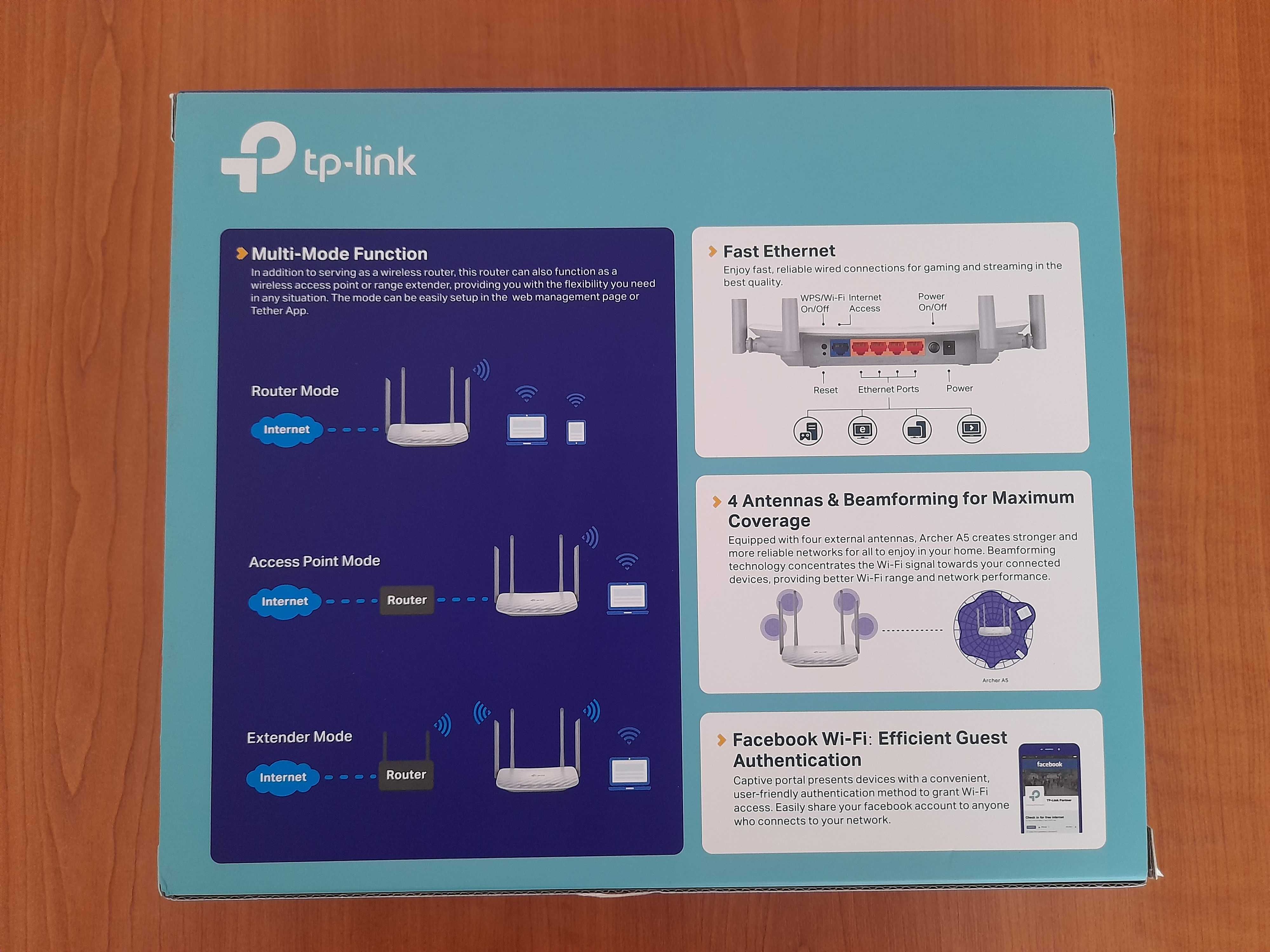 РУТЕР TP-LINK ARCHER A5 /AC1200 Dual-band, WI-FI 5 Нов неразопакован