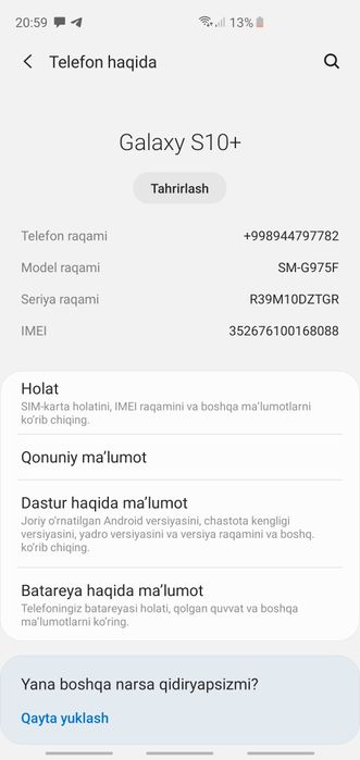samsung s10+ holati zor