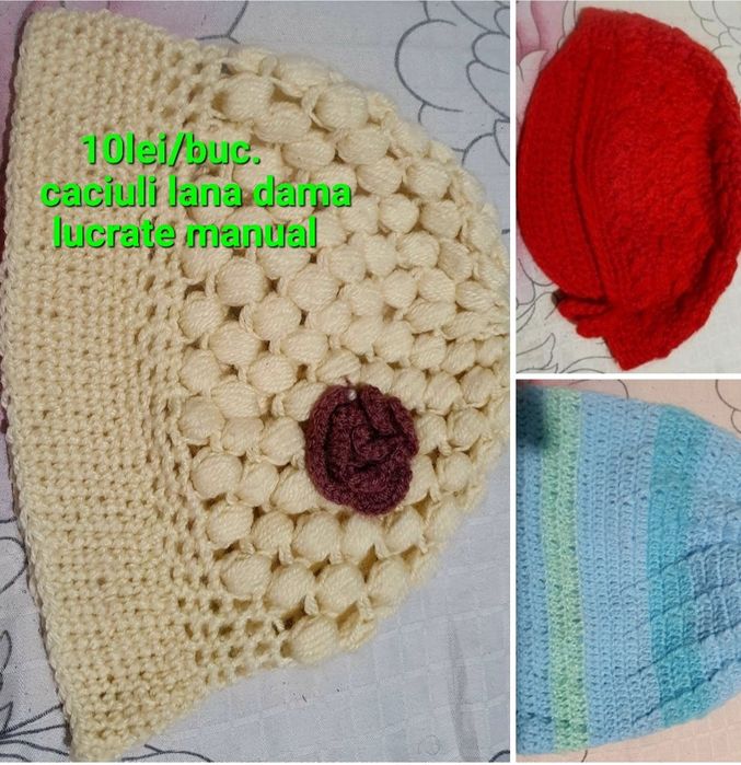 Caciuli Lana crosetate manual Dama