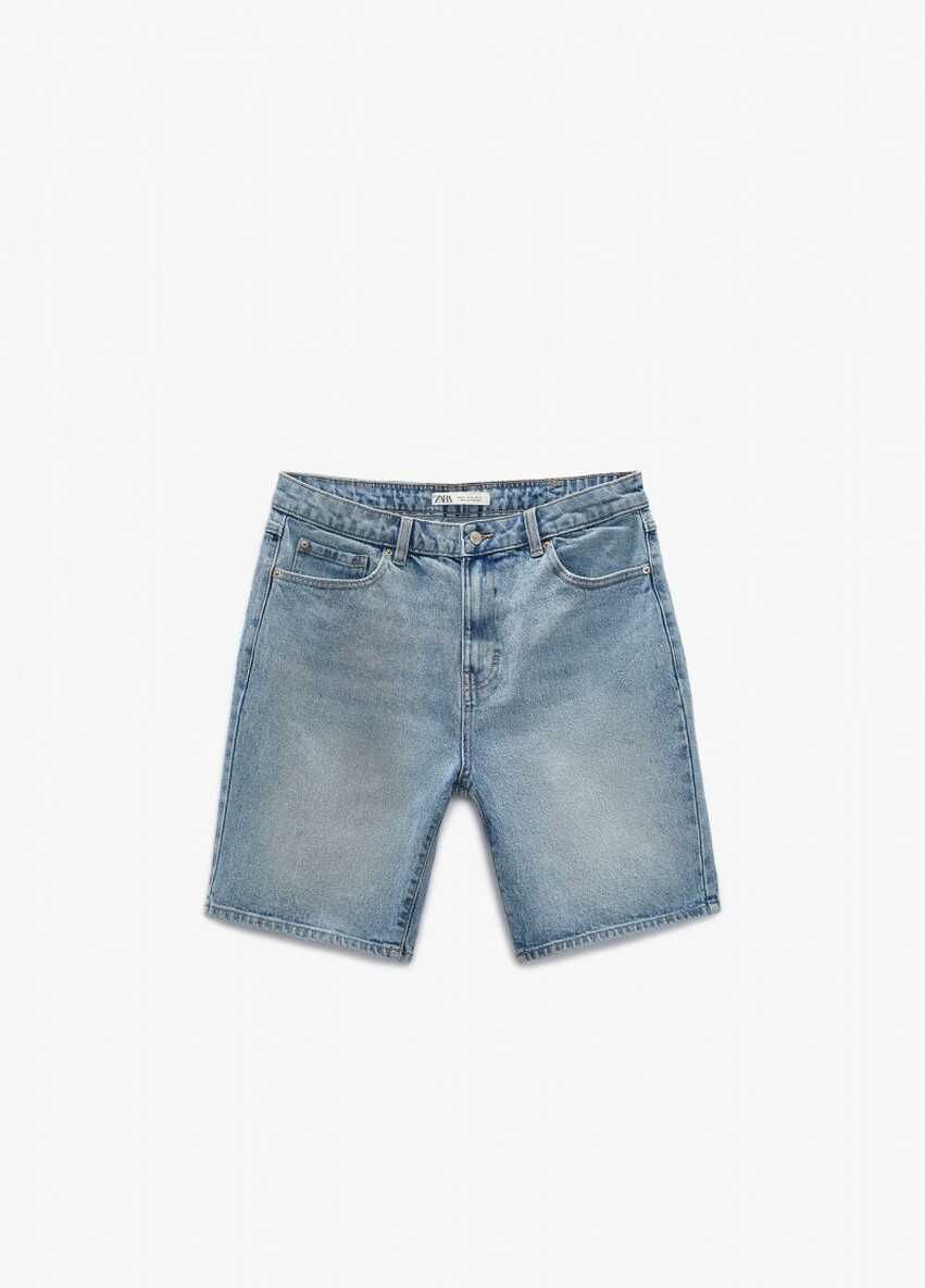 Дънкови бермуди от деним Zara, Shorts Fit, 99% памук, 1% еластан, 44