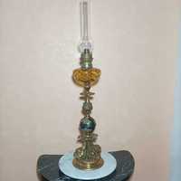 Sculptură bronz lampa gaz petrol stil renascentist, unica, vintage