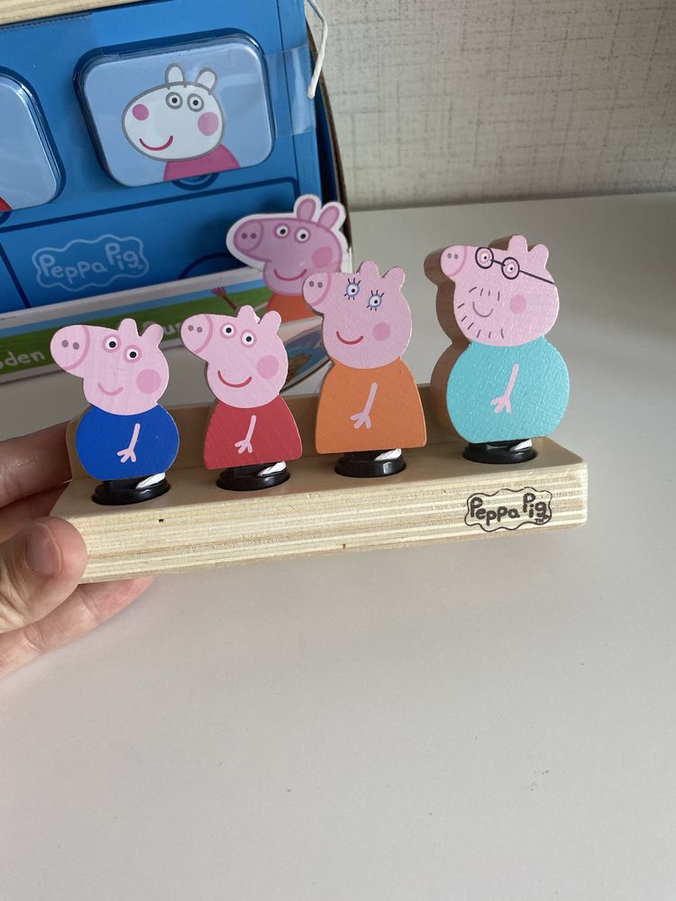 Дървен комплект Прасето Пепа, автобус, сортер, Джордж, Peppa