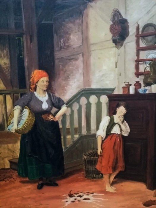 Tablou Ulei pe pânză "Interior cu personaje;