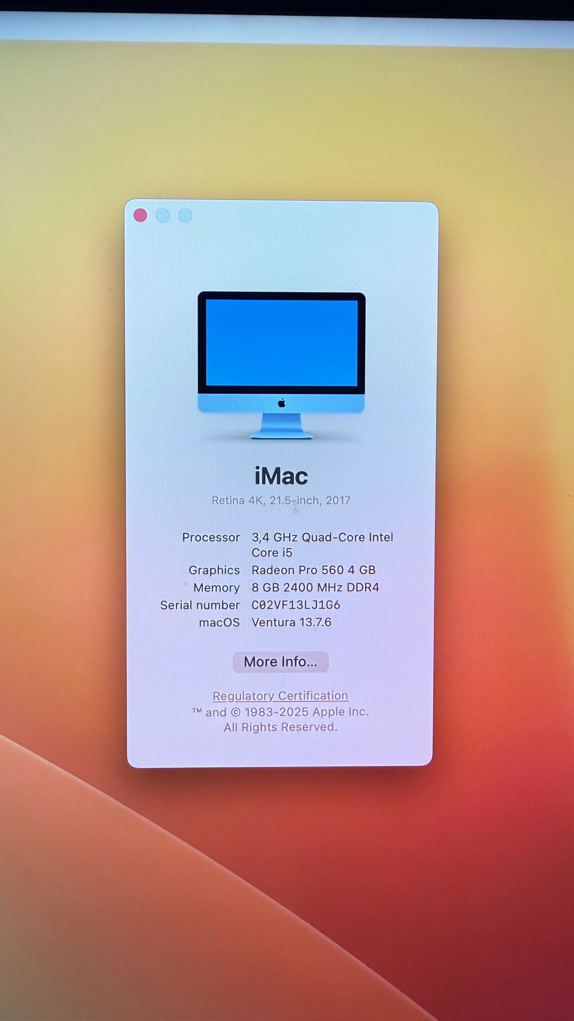 Продавам iMac 21.5” Retina 4K (2017) – отлично състояние