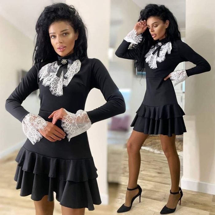 Черна рокля с дантела, размер М