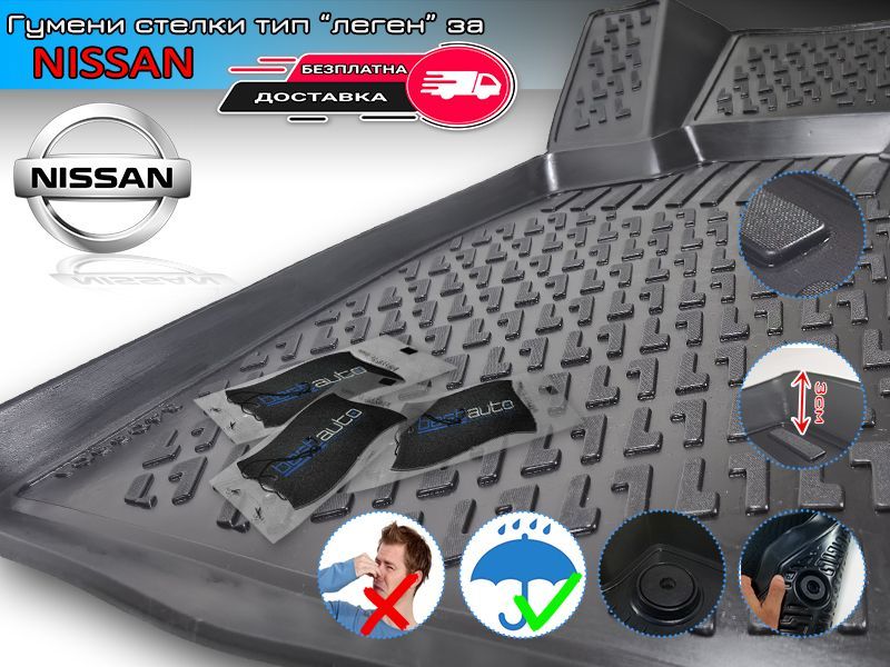 Гумени Стелки тип Леген за Nissan / Нисан Qashqai / X-Trail / Micra