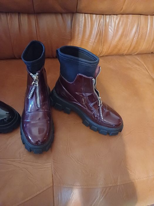 Ghete visinii si negre 39 piele lacuita