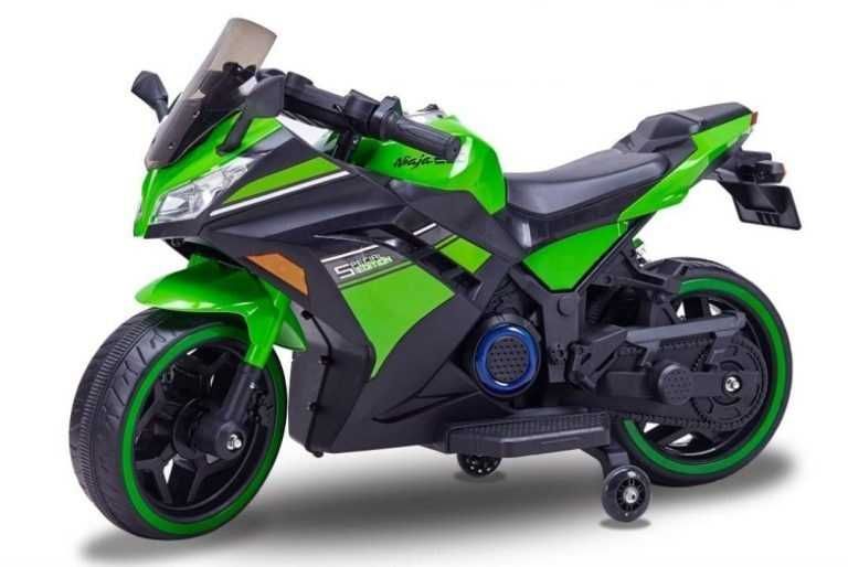 Акумулаторен МОТОР Kawasaki Ninja меки гуми с Кожена седалка 12V