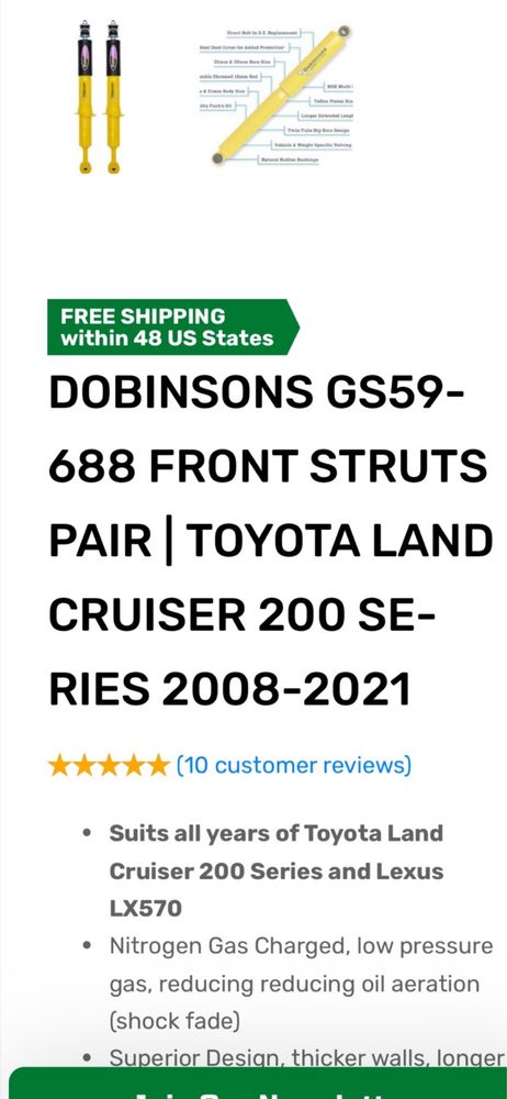 Предни амортисьори за Toyota Land Cruiser 200