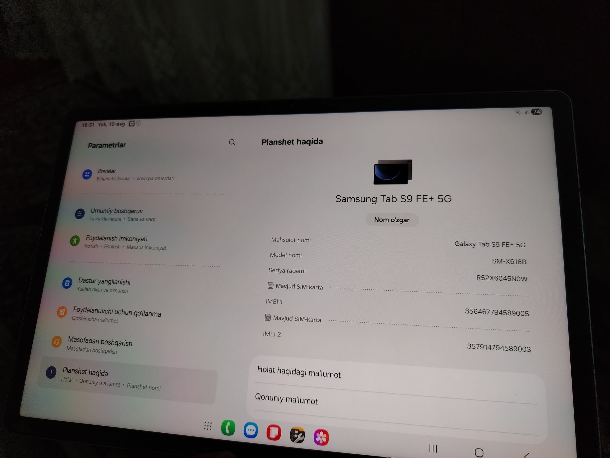 Samsung Tab S9 FE+ 5G Super narx