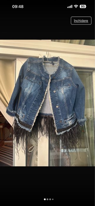 Geaca blugi cu pene detasabile lui jo