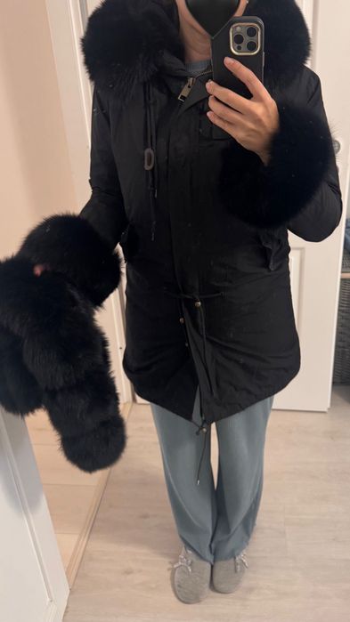 Parka cu blana naturala detașabilă