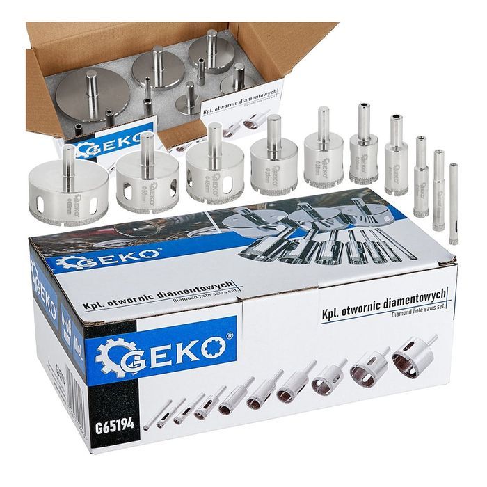 Set carote diamantate pentru gresie si faianta 6-68mm 10 piese geko