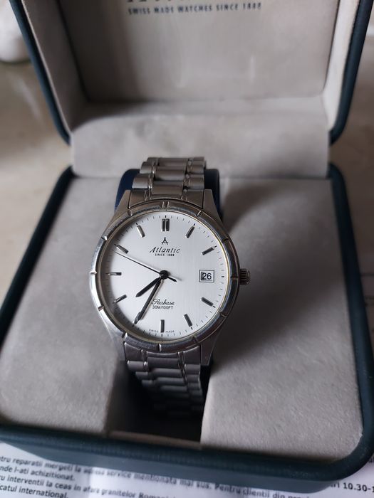 Ceas elegant elvețian Atlantic Seabase quartz,baterie noua,impecabil
