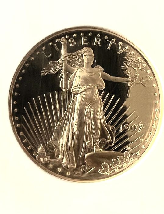 Monedă de aur SUA 25 dolari 1997.  Clasificată NGC, proof.