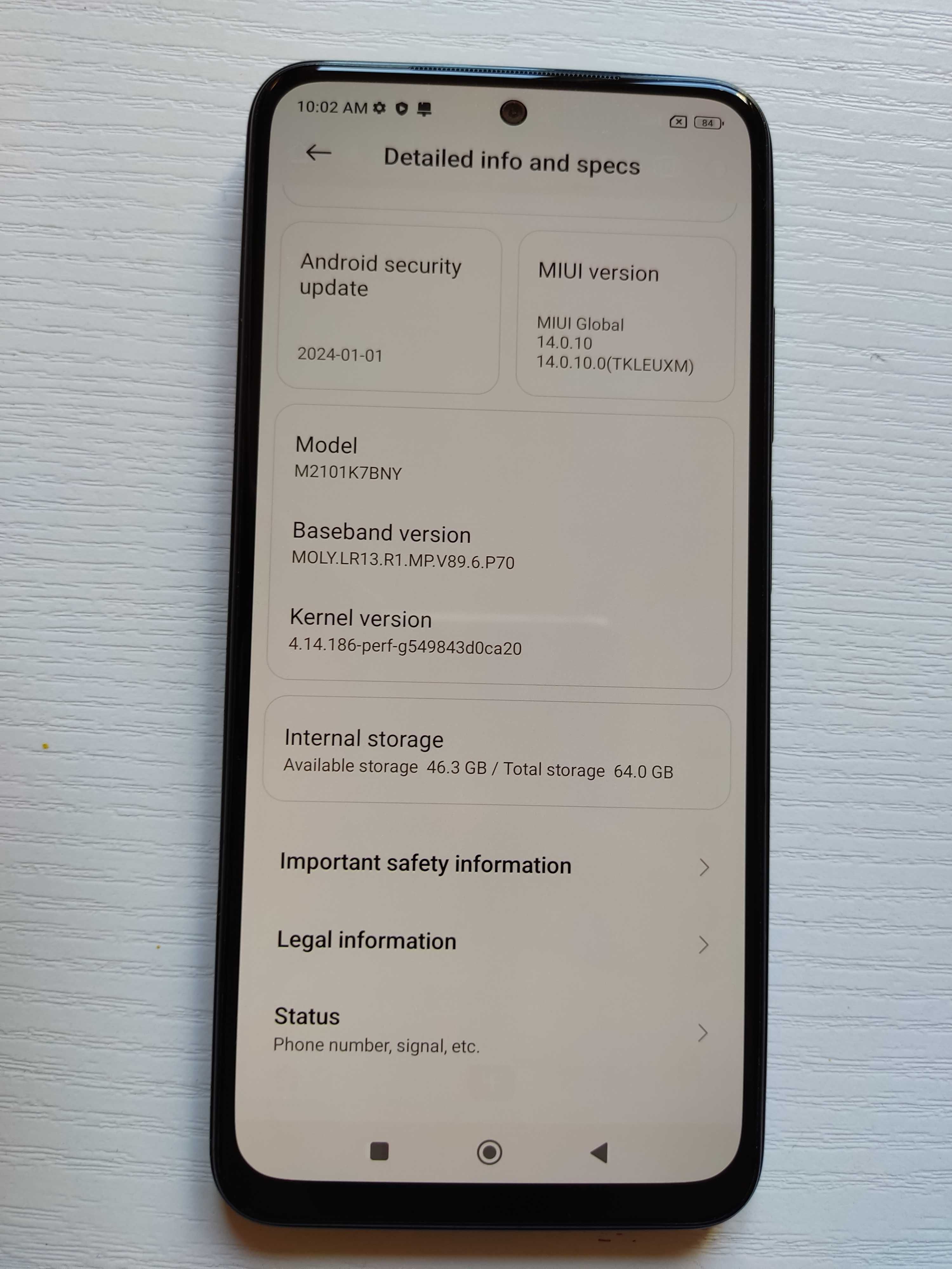 Redmi note 10S 6/64 GB Dual SIM