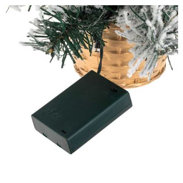 Декоративна коледна елха с червени панделки в саксия, 20 LED, 50см