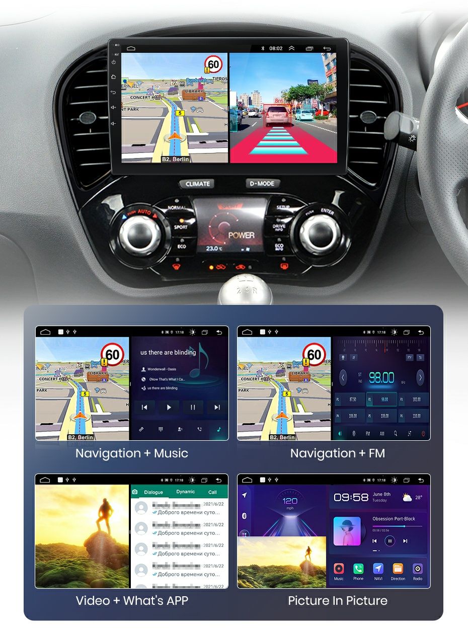 Navigatie Android dedicata Nissan JUKE (2010-2014).