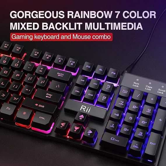 Комплект клавиатура с LED подсветка и цветна дишаща геймърска мишка