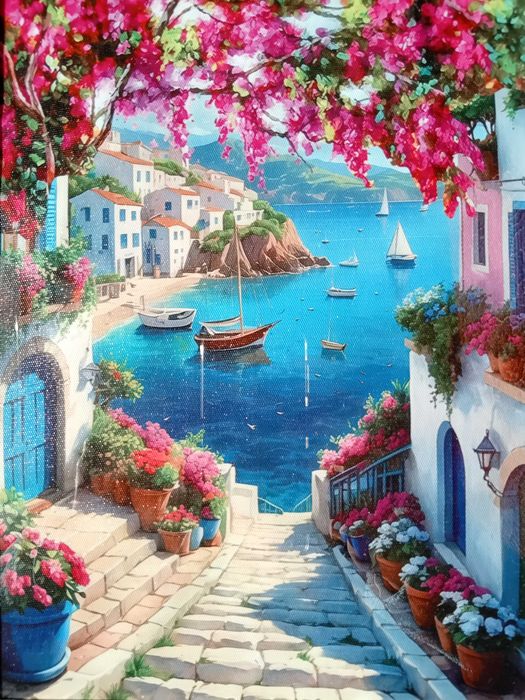 Картина средиземноморски пейзаж / в рамка/ 30 /21 см.