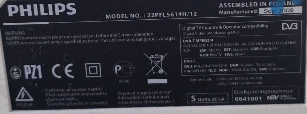 Televizor Philips 22PFL5614H - 22 inch/56 cm cu suport pt perete