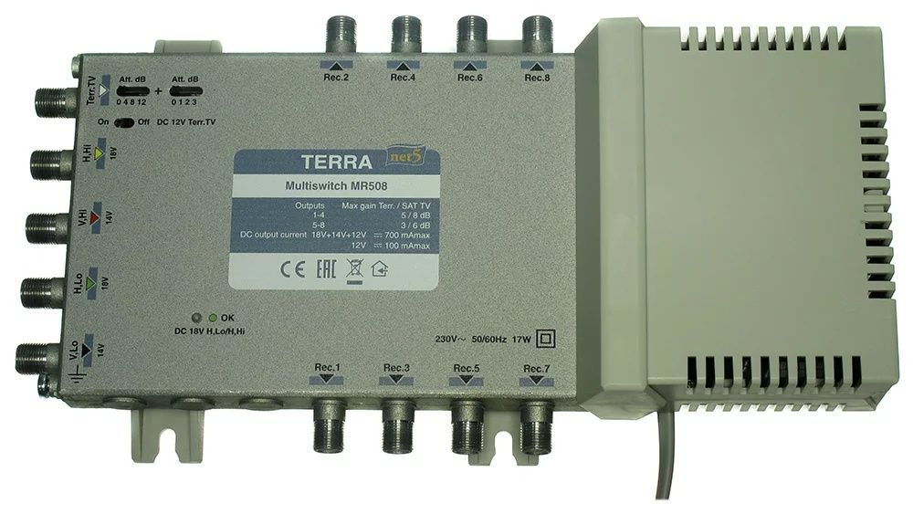 TERRA-508 вход антенны 4 выход на TV 8