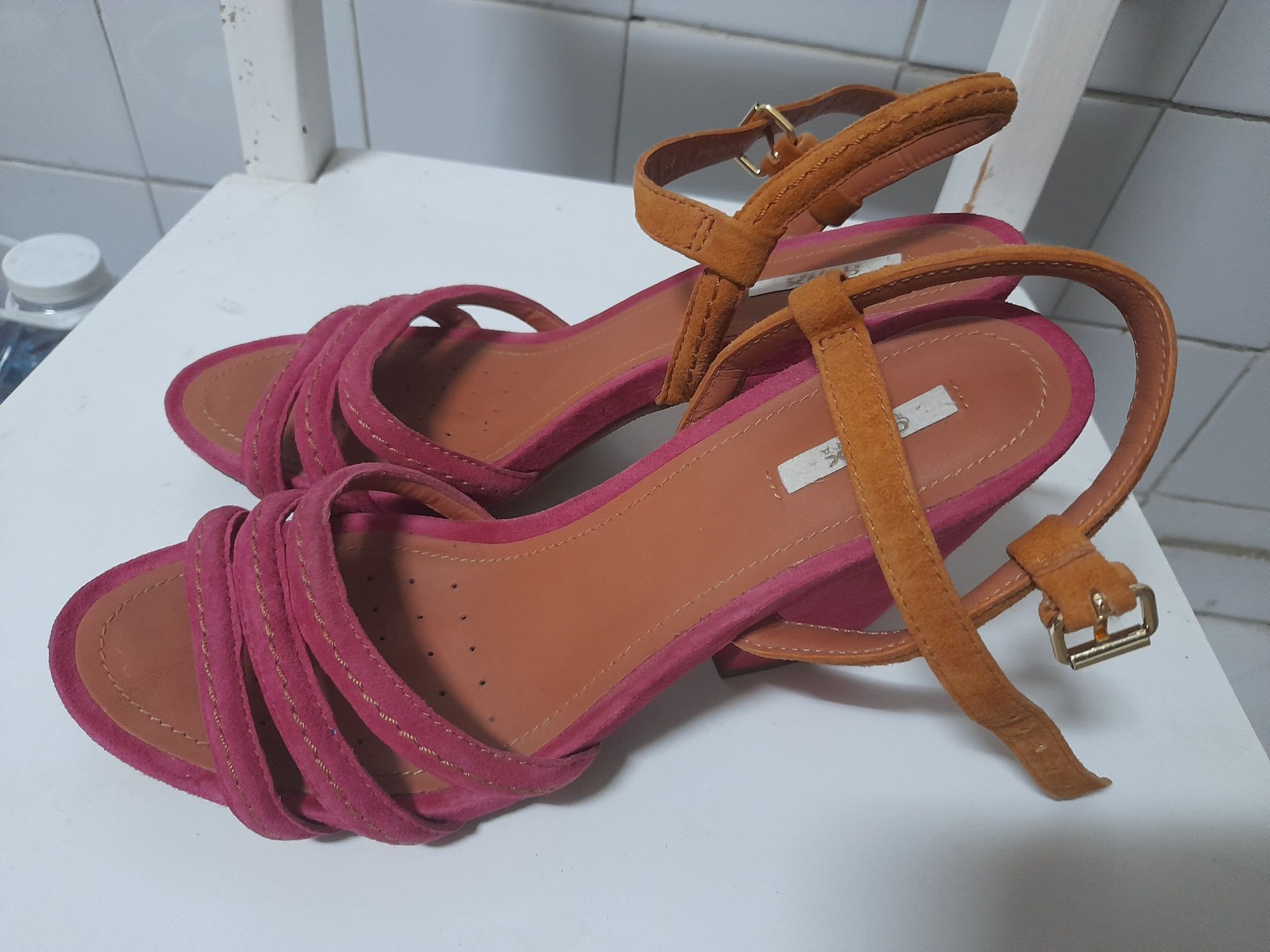 Sandale piele întoarsă Geox, fucsia elegante mas.37